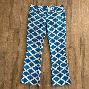 Loudmouth Golf Lattice Print Pants Women's 10 Blue White Preppy Summer Scotland